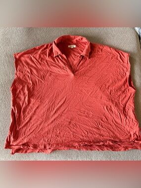 Madewell Plus 3X Coral Oversized Polo Top